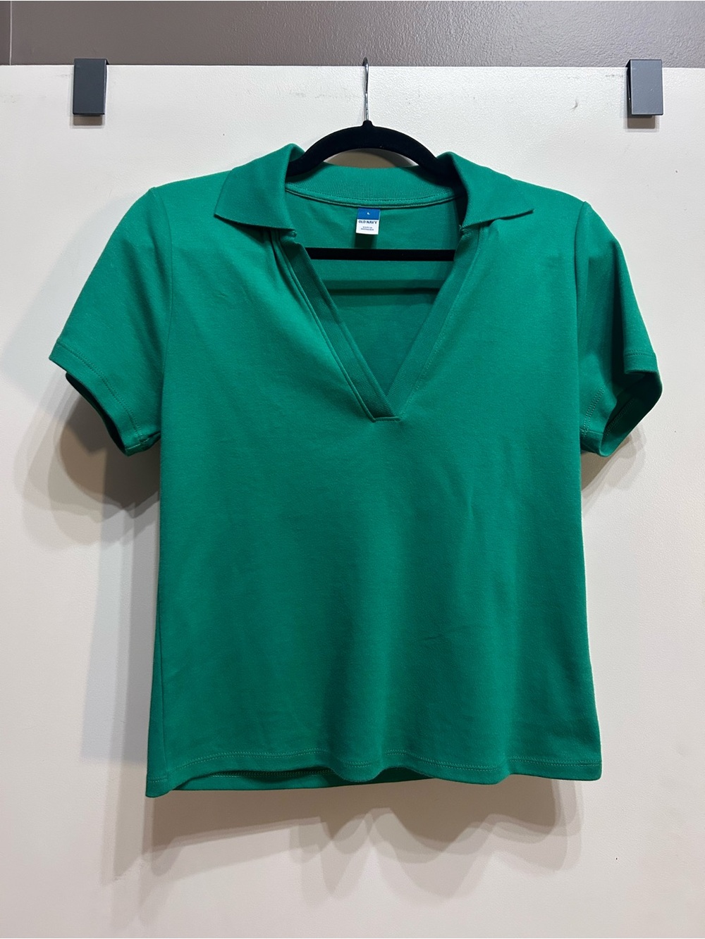 Old Navy Emerald Green V-Neck Polo Top